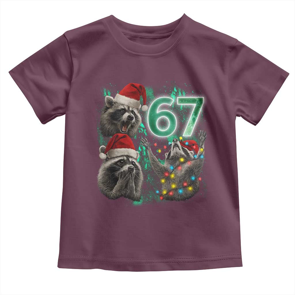 Funny Christmas 67 Meme Racoon Toddler T Shirt Howling at The Moon - Wonder Print Shop
