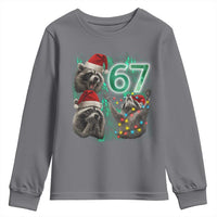 Funny Christmas 67 Meme Racoon Youth Sweatshirt Howling at The Moon - Wonder Print Shop