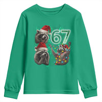 Funny Christmas 67 Meme Racoon Youth Sweatshirt Howling at The Moon - Wonder Print Shop