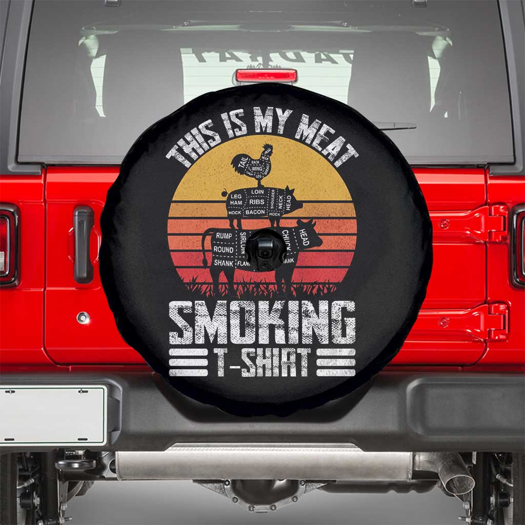 BBQ Spare Tire Cover Smoker Themed Retro Vintage My Meat Smoking