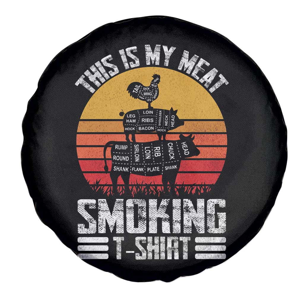 BBQ Spare Tire Cover Smoker Themed Retro Vintage My Meat Smoking