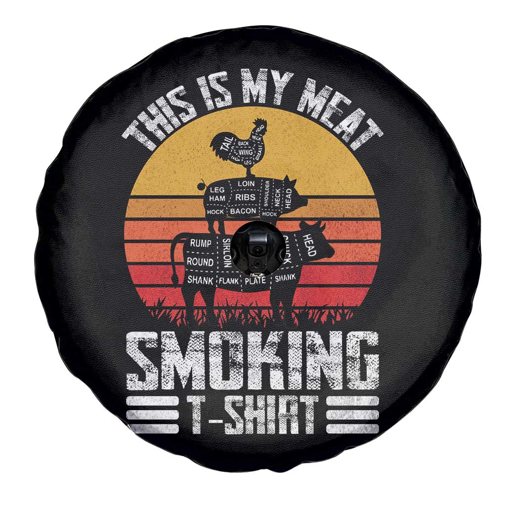BBQ Spare Tire Cover Smoker Themed Retro Vintage My Meat Smoking