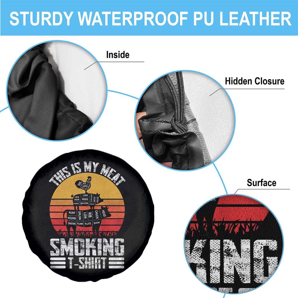 BBQ Spare Tire Cover Smoker Themed Retro Vintage My Meat Smoking