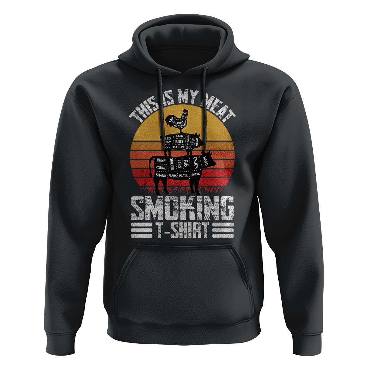 BBQ Hoodie Smoker Themed Retro Vintage My Meat Smoking