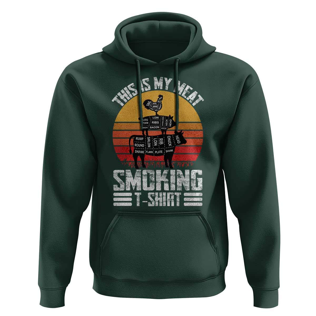 BBQ Hoodie Smoker Themed Retro Vintage My Meat Smoking