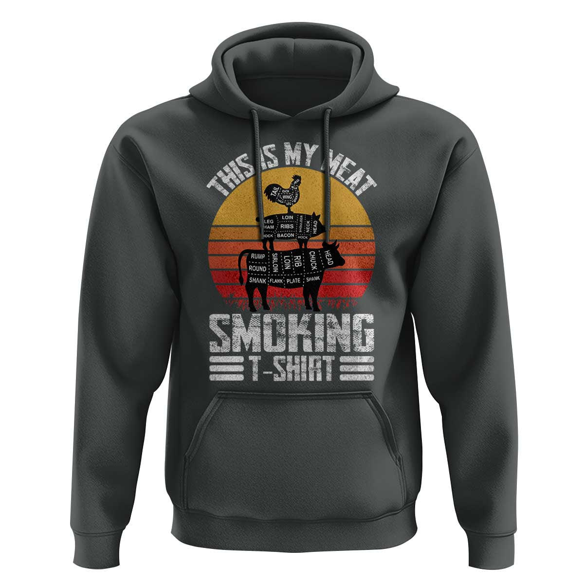 BBQ Hoodie Smoker Themed Retro Vintage My Meat Smoking