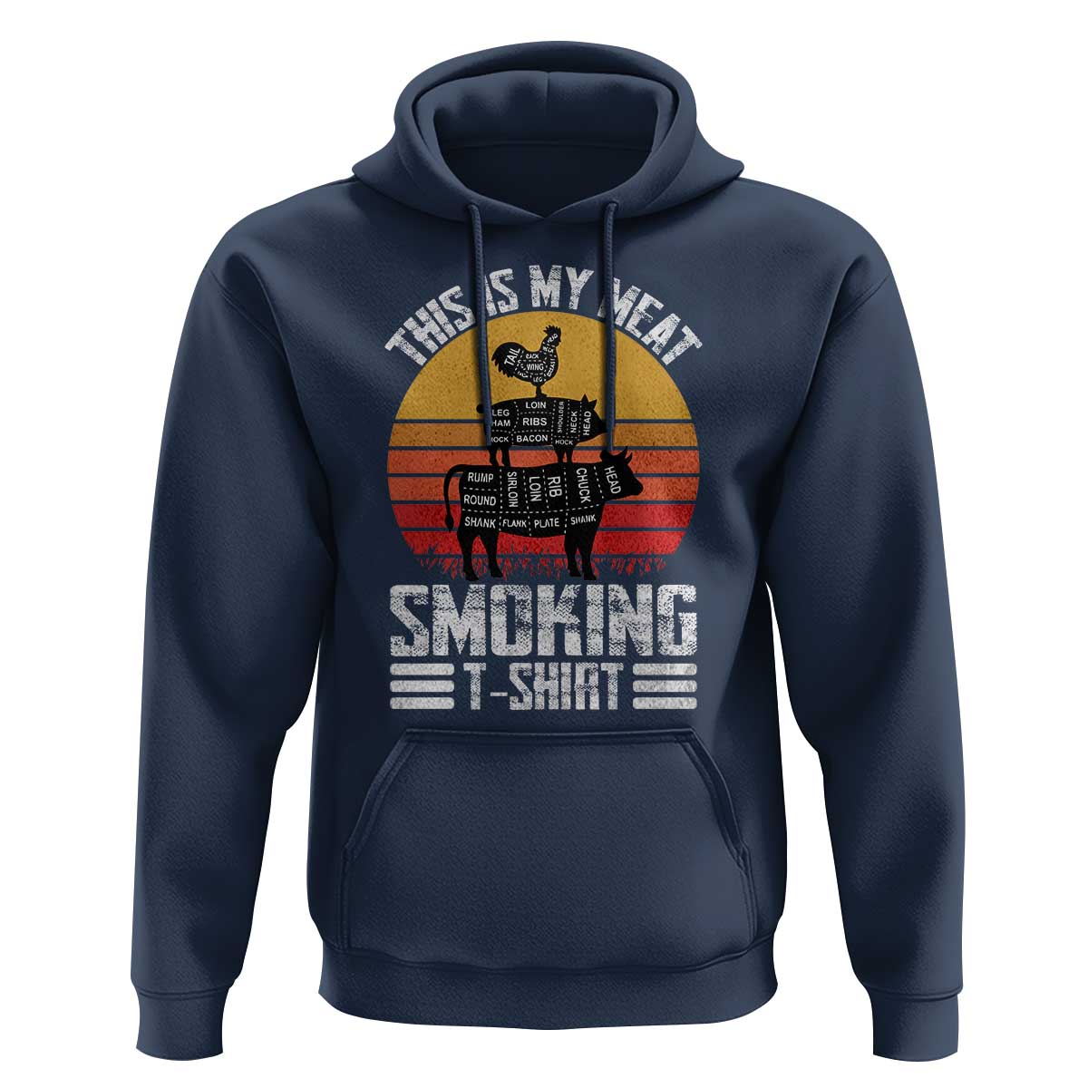 BBQ Hoodie Smoker Themed Retro Vintage My Meat Smoking