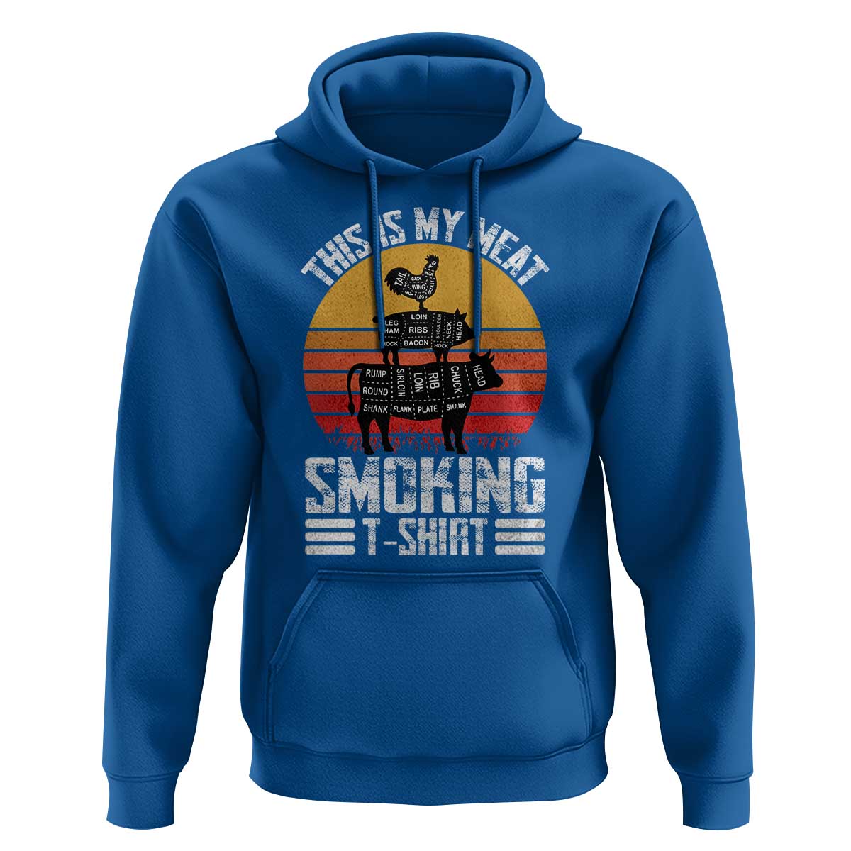 BBQ Hoodie Smoker Themed Retro Vintage My Meat Smoking