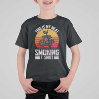 BBQ T Shirt For Kid Smoker Themed Retro Vintage My Meat Smoking - Wonder Print Shop