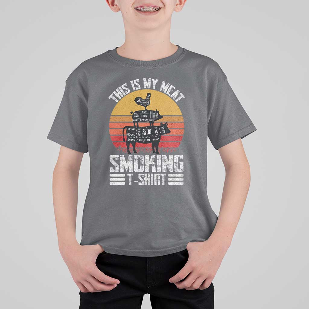 BBQ T Shirt For Kid Smoker Themed Retro Vintage My Meat Smoking - Wonder Print Shop