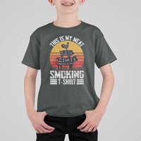 BBQ T Shirt For Kid Smoker Themed Retro Vintage My Meat Smoking - Wonder Print Shop