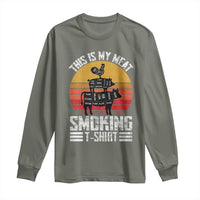 BBQ Long Sleeve Shirt Smoker Themed Retro Vintage My Meat Smoking