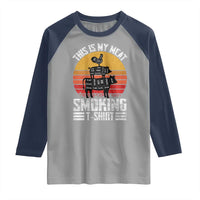 BBQ Raglan Shirt Smoker Themed Retro Vintage My Meat Smoking