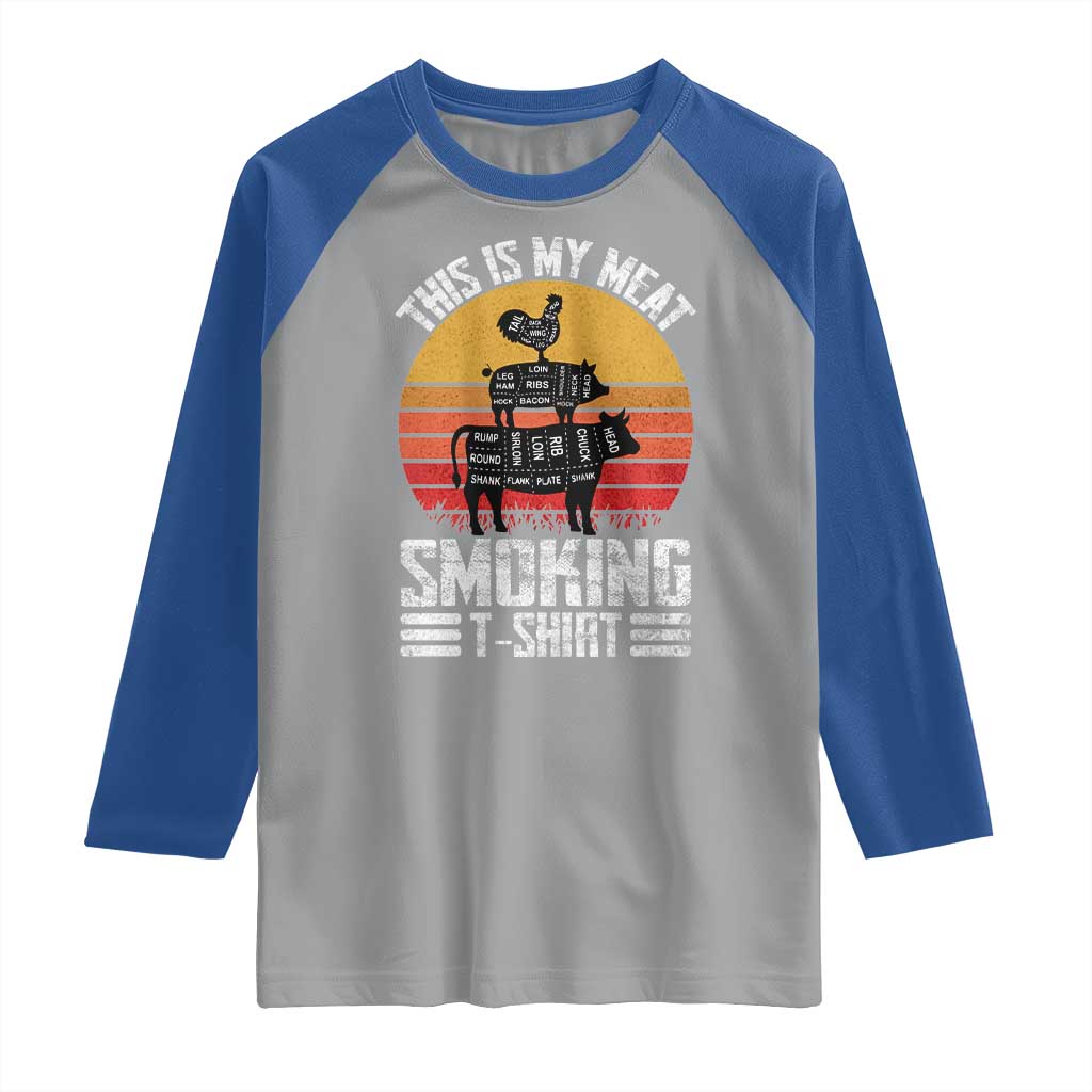 BBQ Raglan Shirt Smoker Themed Retro Vintage My Meat Smoking