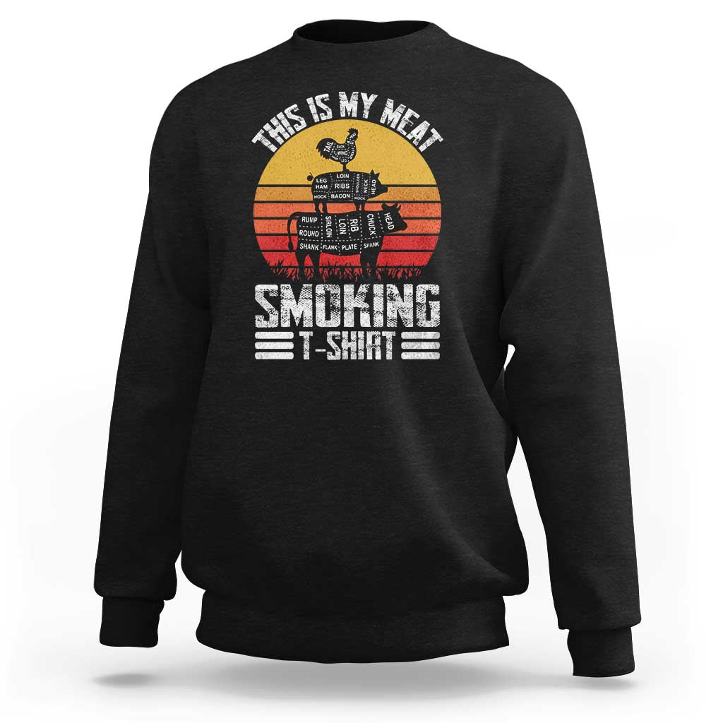BBQ Sweatshirt Smoker Themed Retro Vintage My Meat Smoking - Wonder Print Shop
