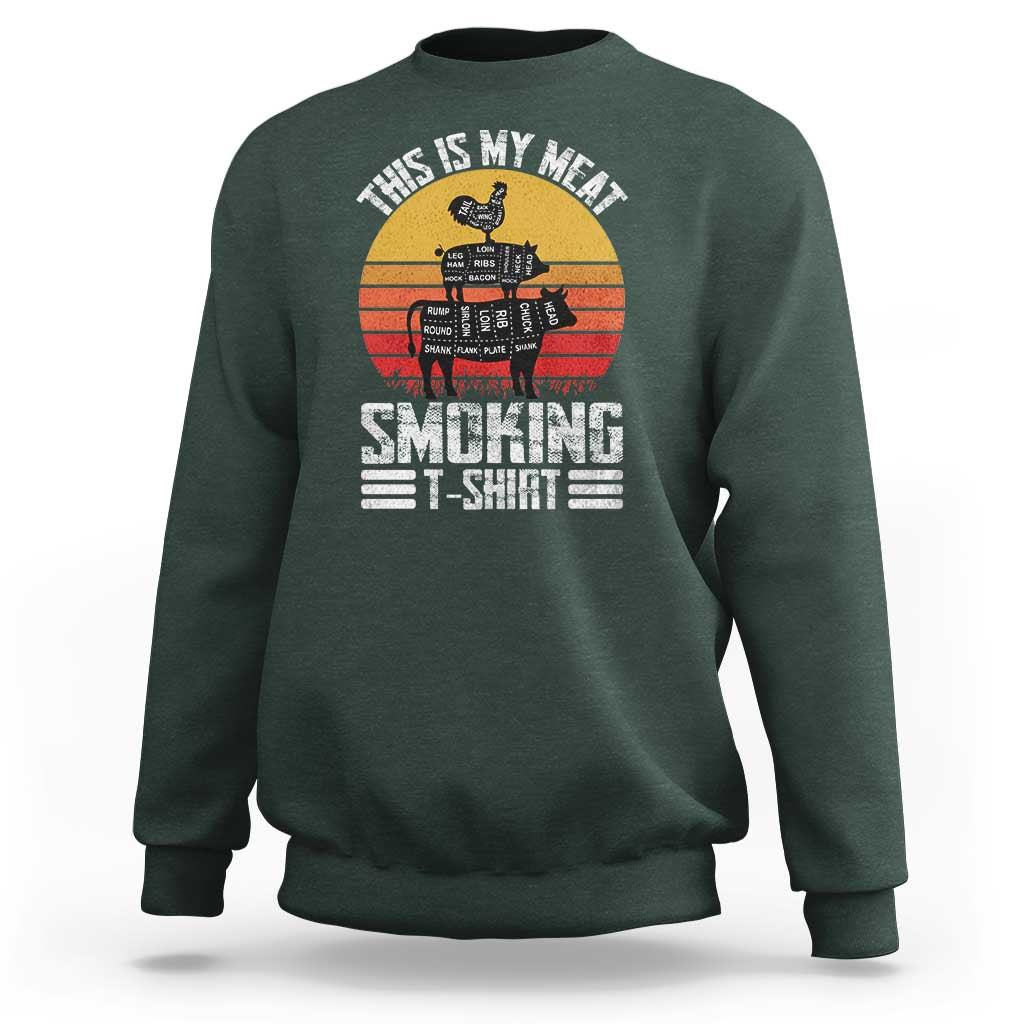 BBQ Sweatshirt Smoker Themed Retro Vintage My Meat Smoking - Wonder Print Shop