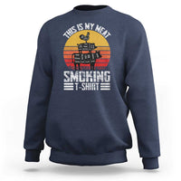 BBQ Sweatshirt Smoker Themed Retro Vintage My Meat Smoking - Wonder Print Shop