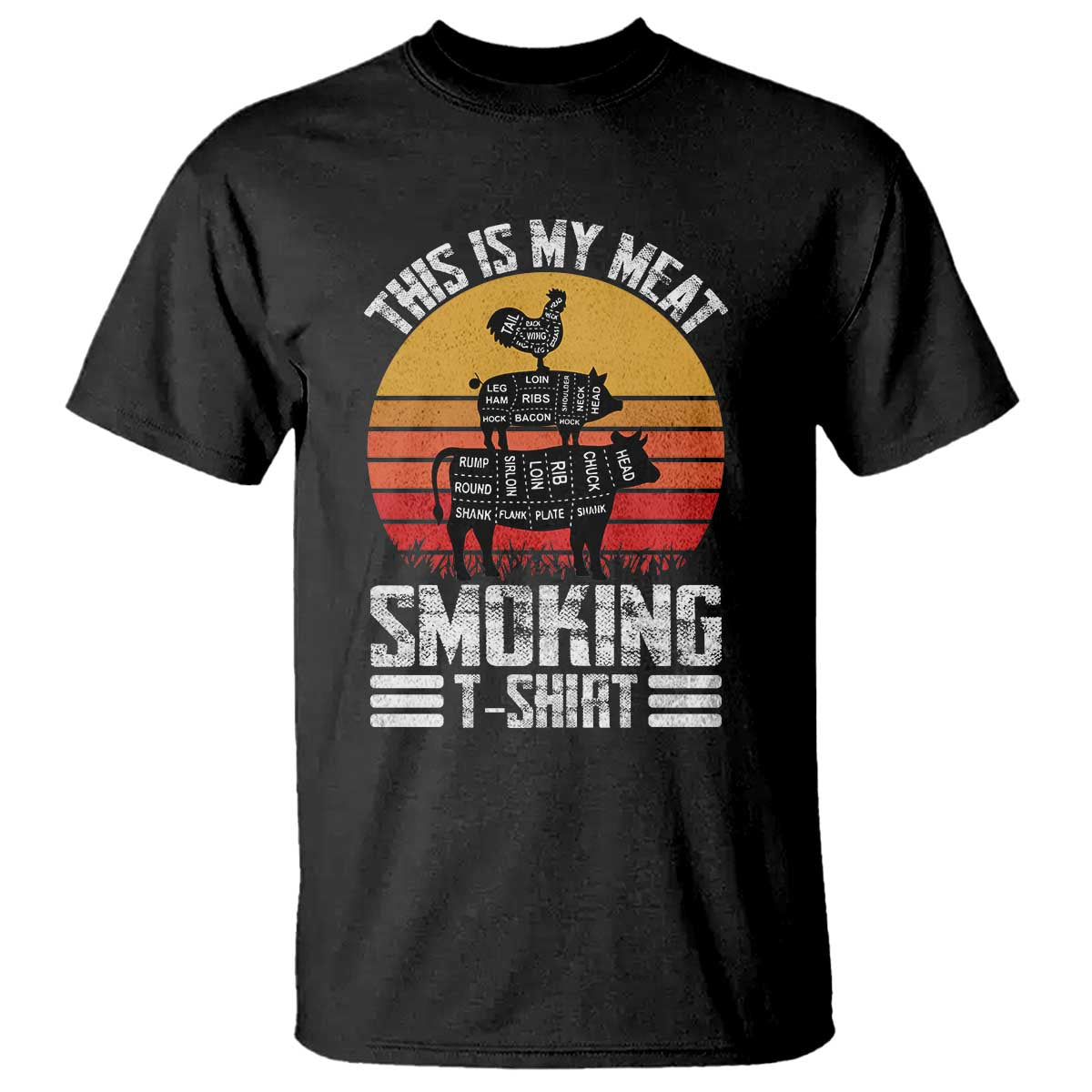 BBQ T Shirt Smoker Themed Retro Vintage My Meat Smoking - Wonder Print Shop