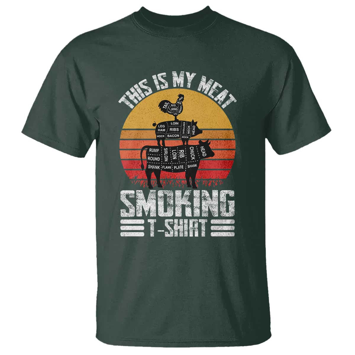 BBQ T Shirt Smoker Themed Retro Vintage My Meat Smoking - Wonder Print Shop
