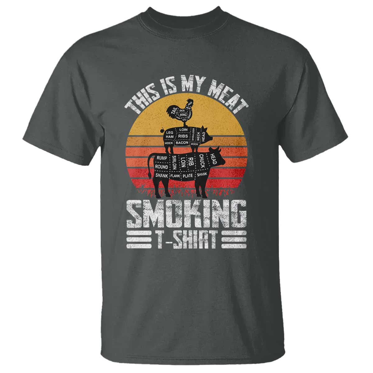 BBQ T Shirt Smoker Themed Retro Vintage My Meat Smoking - Wonder Print Shop