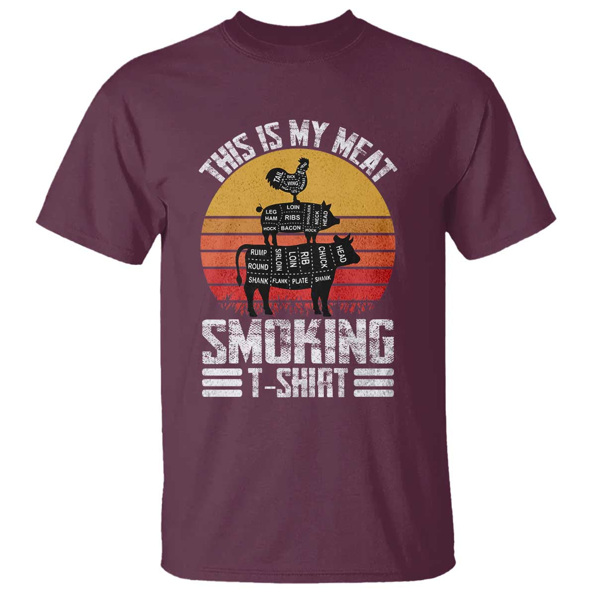 BBQ T Shirt Smoker Themed Retro Vintage My Meat Smoking - Wonder Print Shop