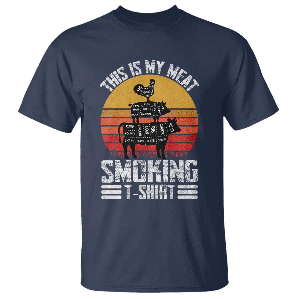 BBQ T Shirt Smoker Themed Retro Vintage My Meat Smoking - Wonder Print Shop