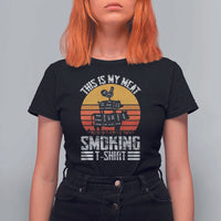 BBQ T Shirt For Women Smoker Themed Retro Vintage My Meat Smoking - Wonder Print Shop