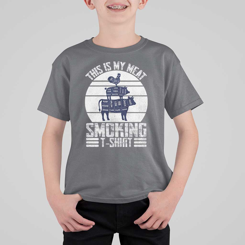 BBQ T Shirt For Kid Retro This Is My Meat Smoking Barbeque Dad - Wonder Print Shop
