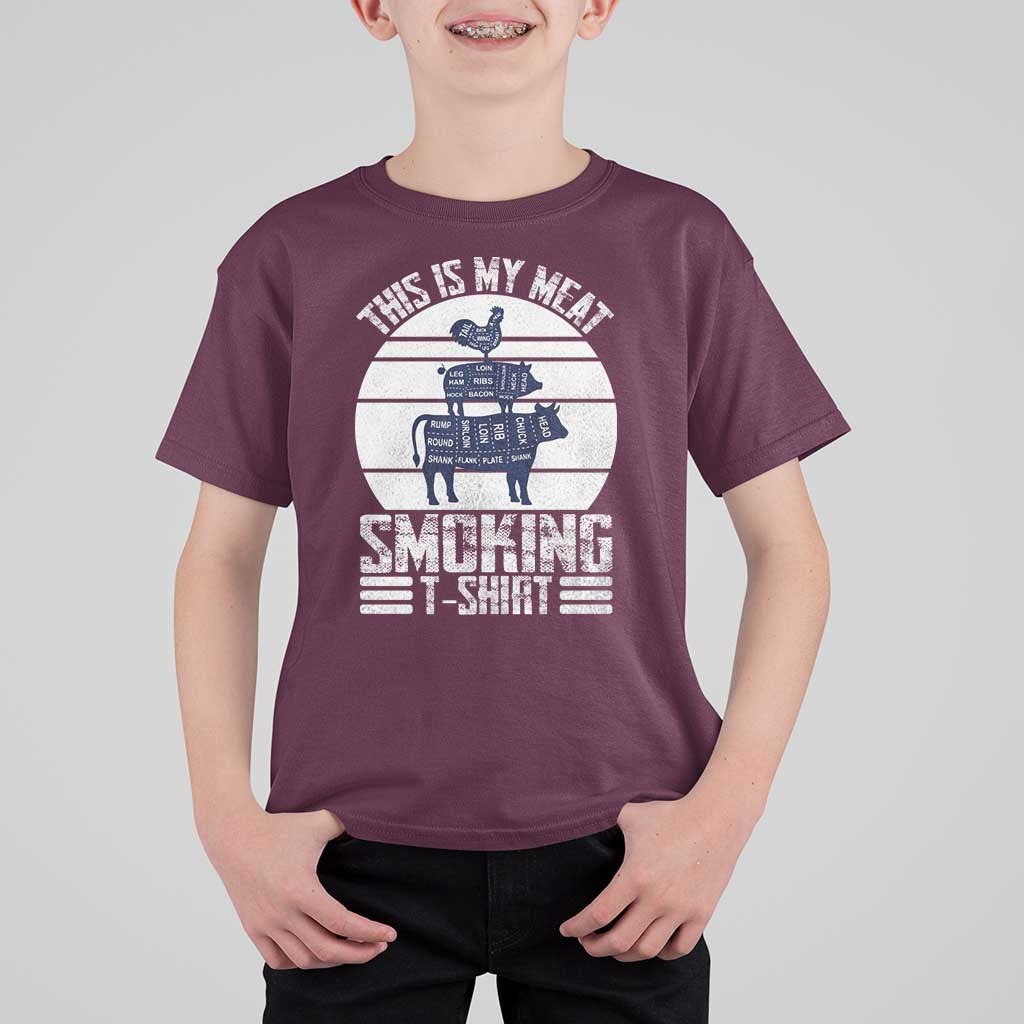 BBQ T Shirt For Kid Retro This Is My Meat Smoking Barbeque Dad - Wonder Print Shop
