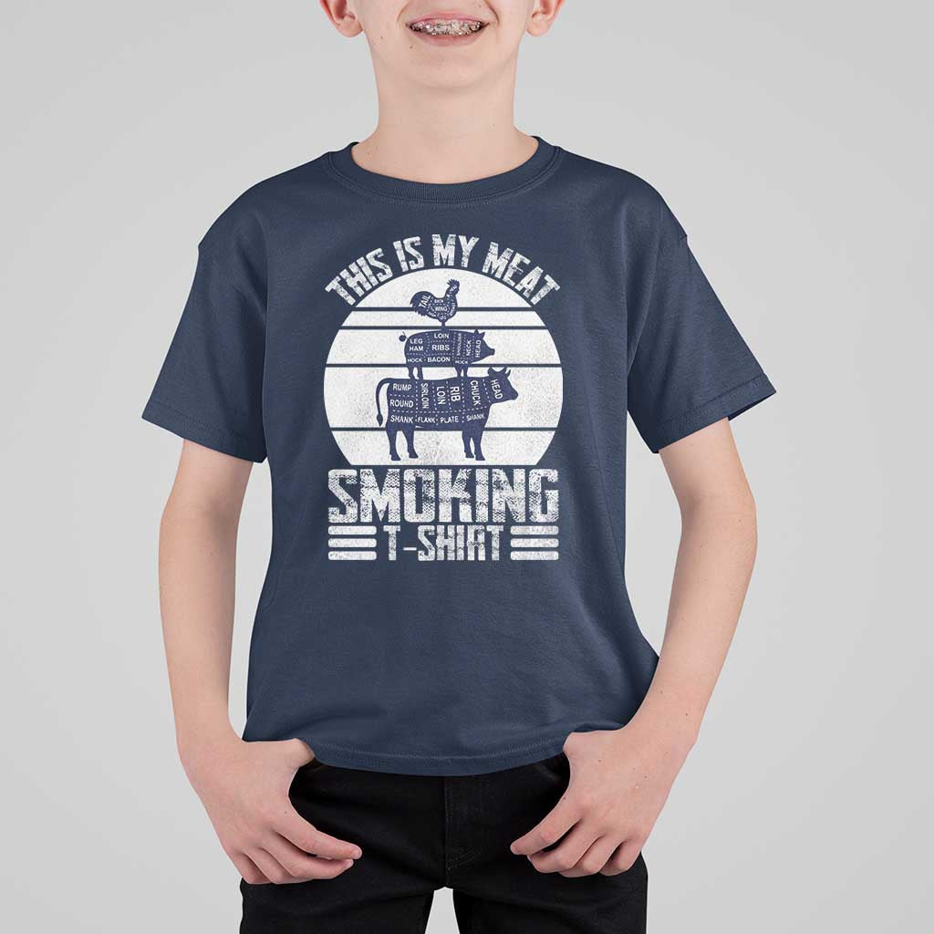 BBQ T Shirt For Kid Retro This Is My Meat Smoking Barbeque Dad - Wonder Print Shop