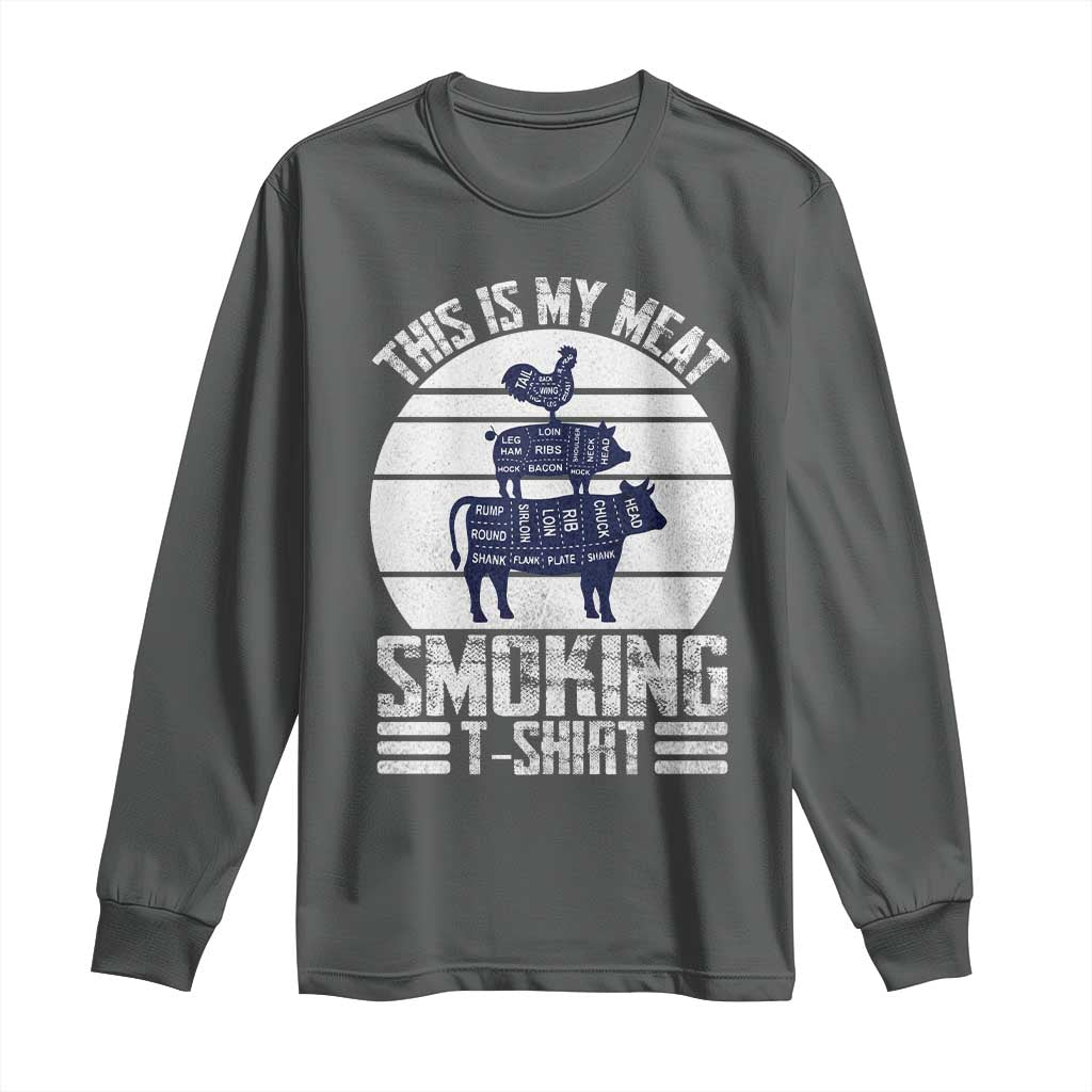 BBQ Long Sleeve Shirt Retro This Is My Meat Smoking Barbeque Dad
