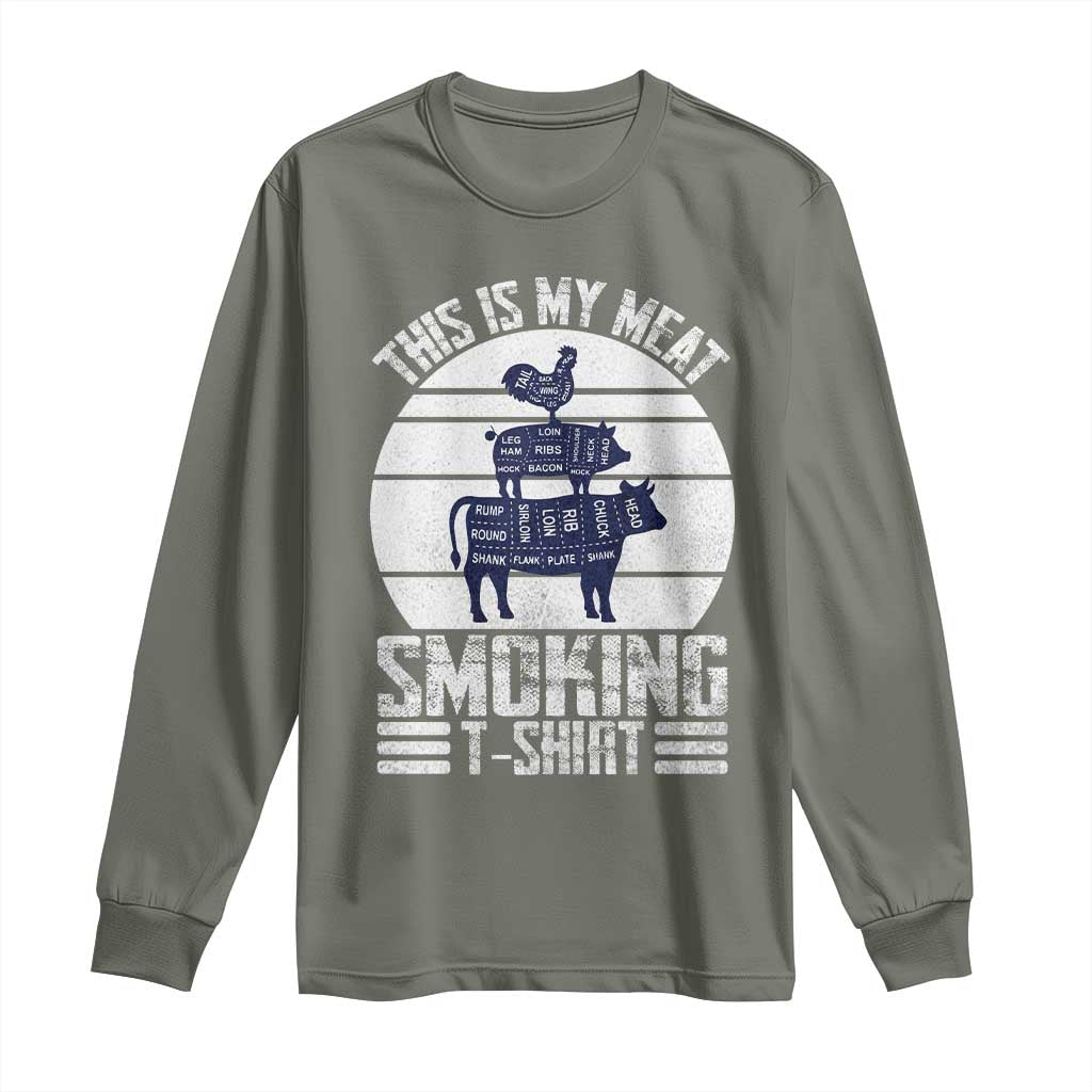 BBQ Long Sleeve Shirt Retro This Is My Meat Smoking Barbeque Dad