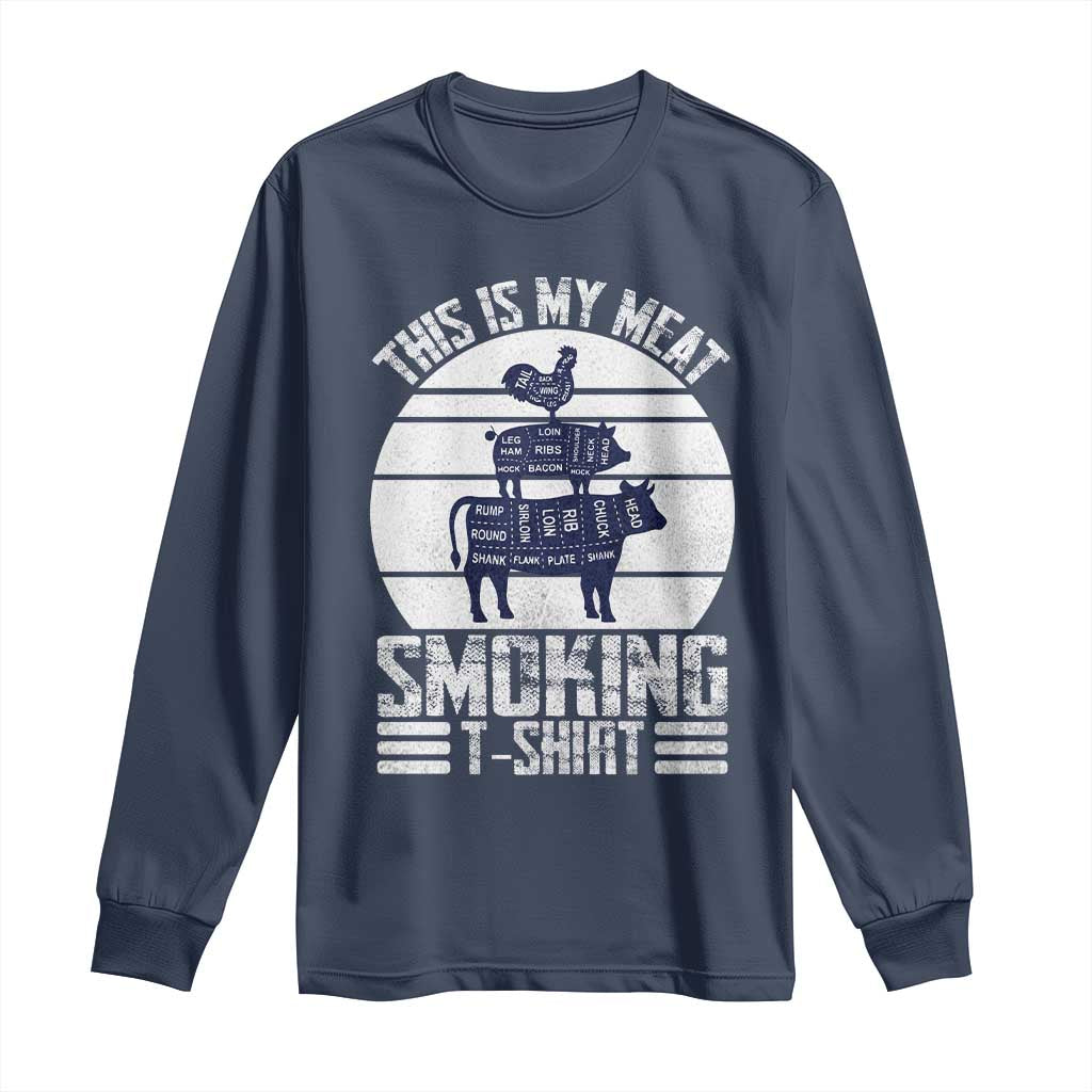 BBQ Long Sleeve Shirt Retro This Is My Meat Smoking Barbeque Dad