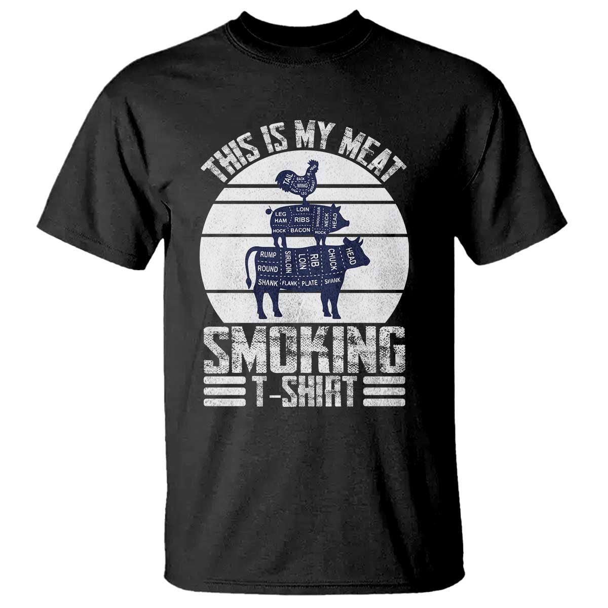 BBQ T Shirt Retro This Is My Meat Smoking Barbeque Dad - Wonder Print Shop