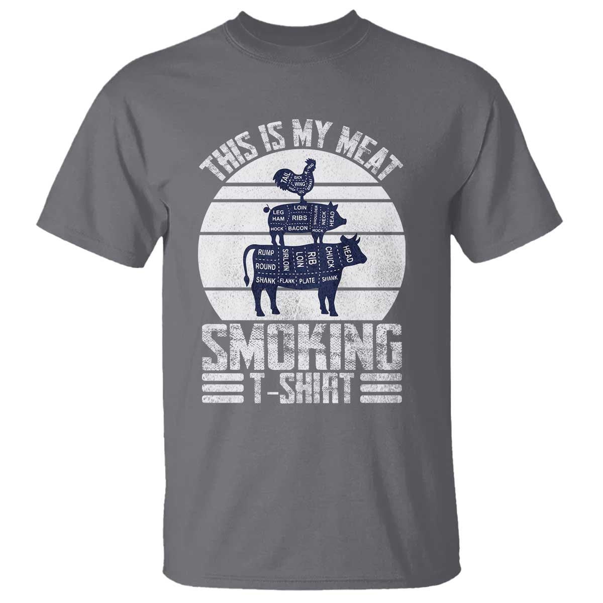 BBQ T Shirt Retro This Is My Meat Smoking Barbeque Dad - Wonder Print Shop