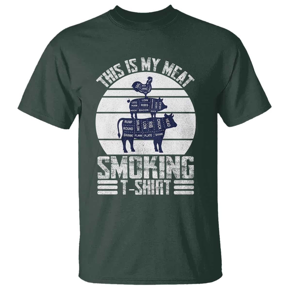 BBQ T Shirt Retro This Is My Meat Smoking Barbeque Dad - Wonder Print Shop