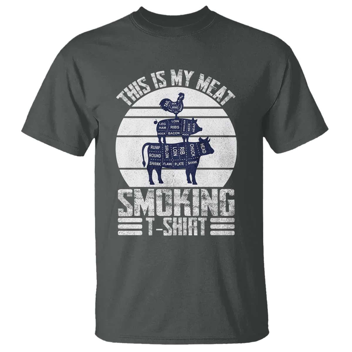 BBQ T Shirt Retro This Is My Meat Smoking Barbeque Dad - Wonder Print Shop