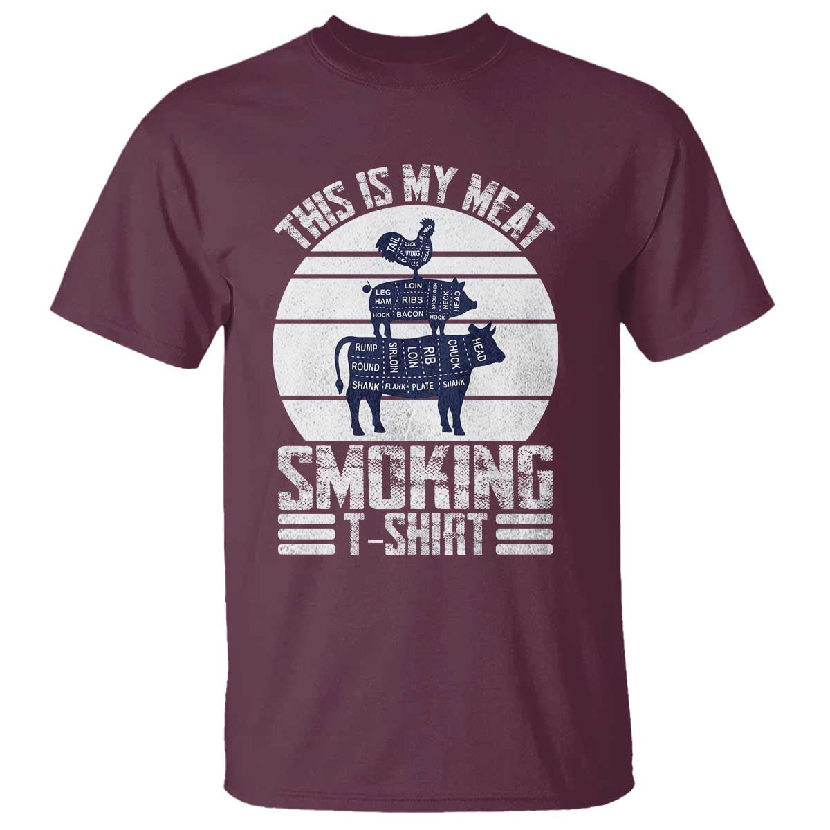 BBQ T Shirt Retro This Is My Meat Smoking Barbeque Dad - Wonder Print Shop