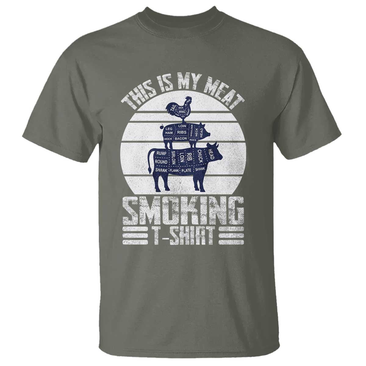 BBQ T Shirt Retro This Is My Meat Smoking Barbeque Dad - Wonder Print Shop