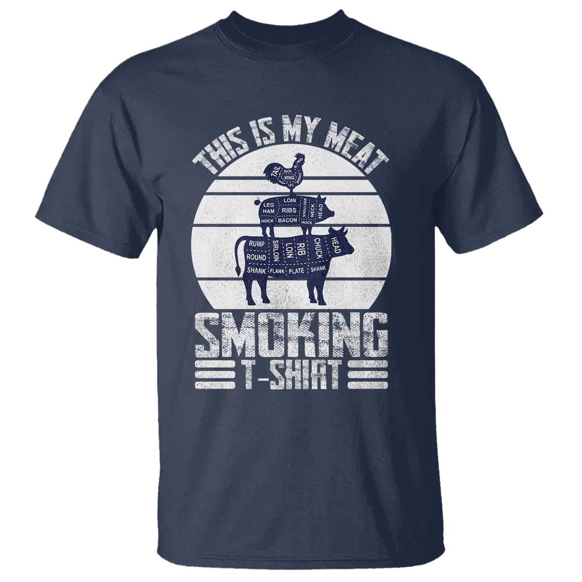BBQ T Shirt Retro This Is My Meat Smoking Barbeque Dad - Wonder Print Shop