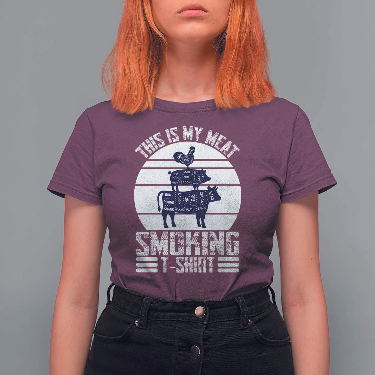 BBQ T Shirt For Women Retro This Is My Meat Smoking Barbeque Dad - Wonder Print Shop