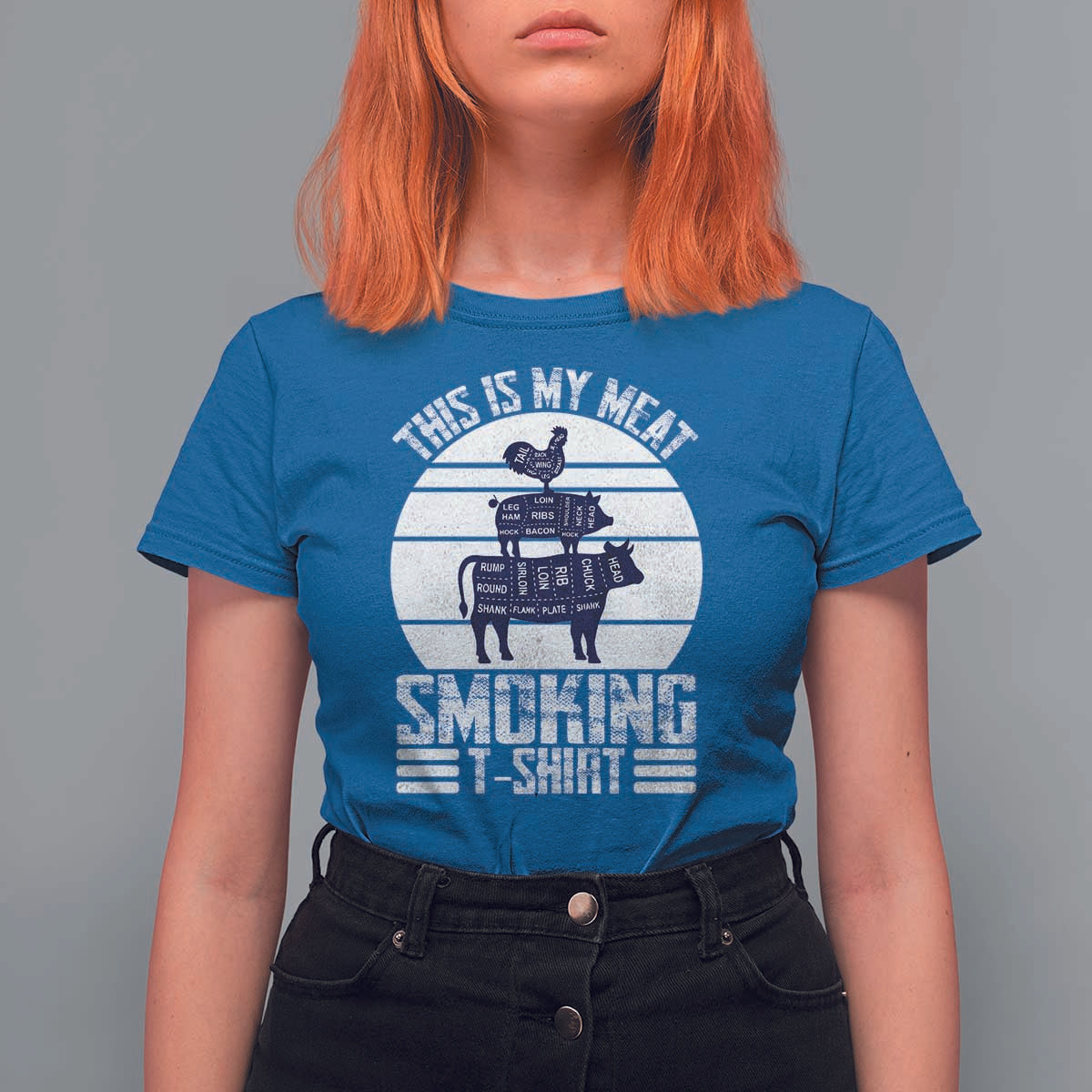 BBQ T Shirt For Women Retro This Is My Meat Smoking Barbeque Dad - Wonder Print Shop