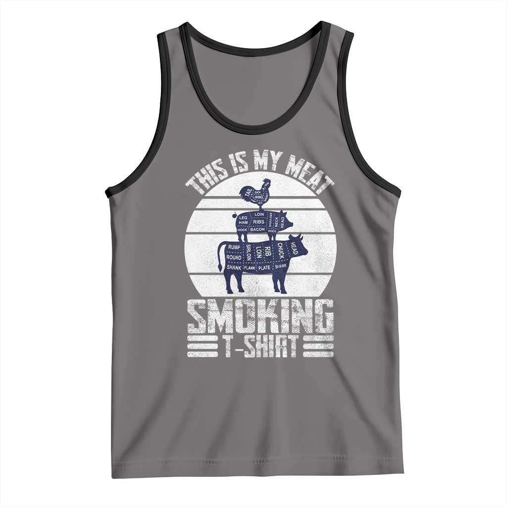 BBQ Tank Top Retro This Is My Meat Smoking Barbeque Dad