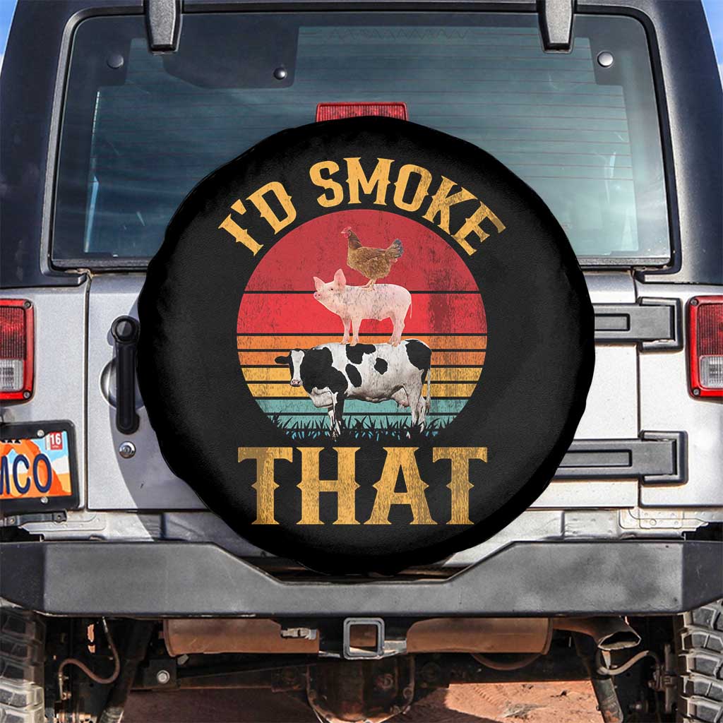 Funny BBQ Spare Tire Cover I'd Smoke That Barbecue Retro Grilling Gift