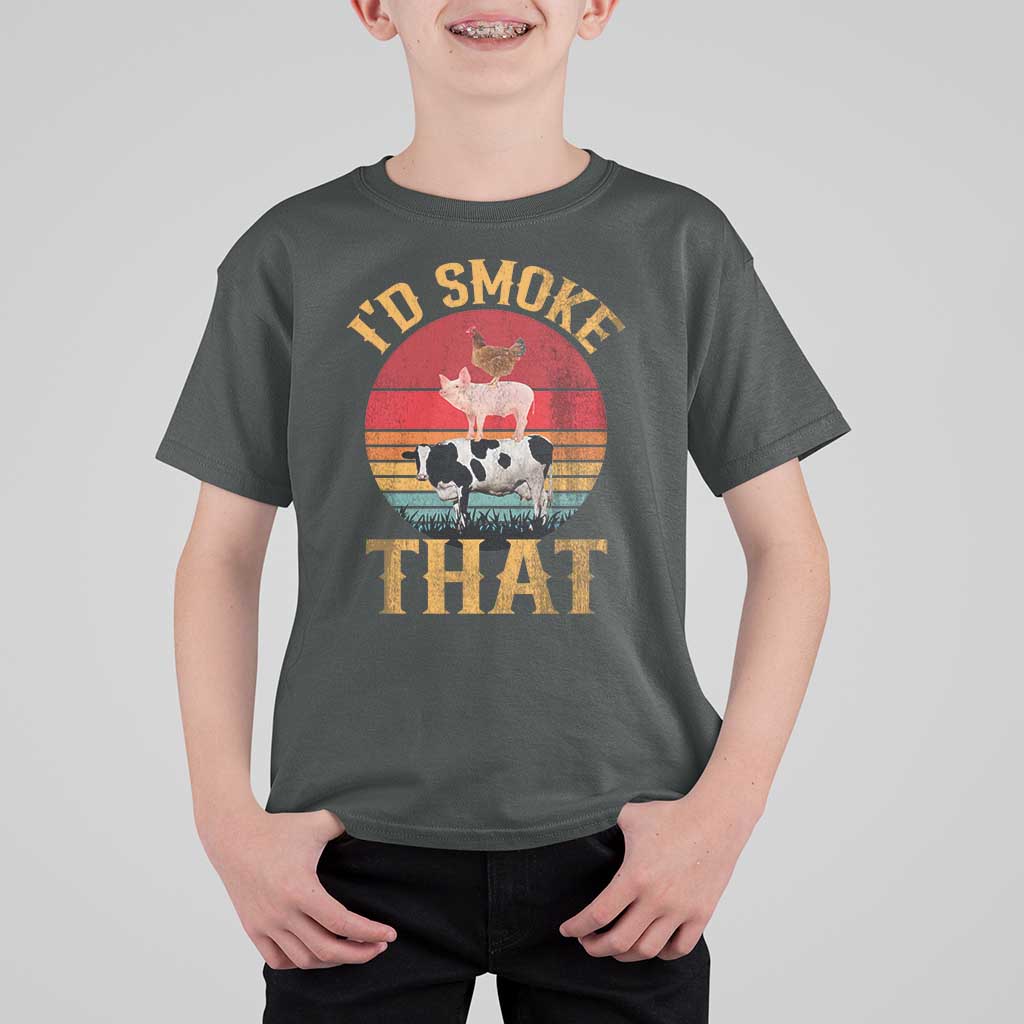 Funny BBQ T Shirt For Kid I'd Smoke That Barbecue Retro Grilling Gift - Wonder Print Shop