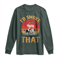 Funny BBQ Long Sleeve Shirt I'd Smoke That Barbecue Retro Grilling Gift