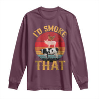 Funny BBQ Long Sleeve Shirt I'd Smoke That Barbecue Retro Grilling Gift