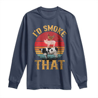 Funny BBQ Long Sleeve Shirt I'd Smoke That Barbecue Retro Grilling Gift