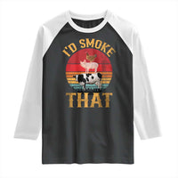 Funny BBQ Raglan Shirt I'd Smoke That Barbecue Retro Grilling Gift