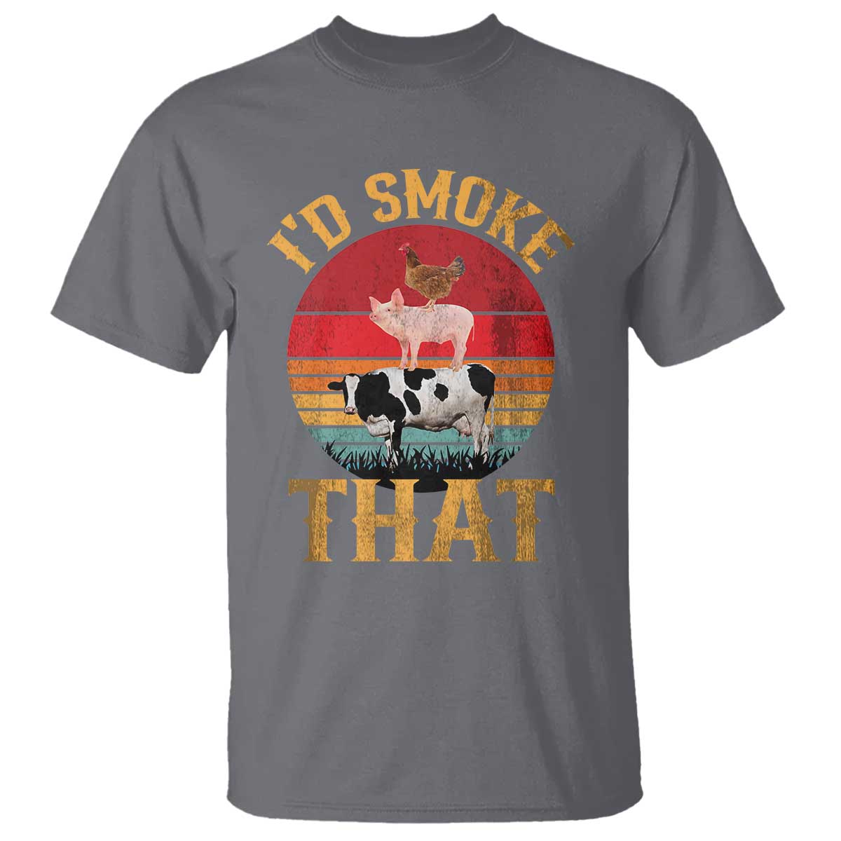 Funny BBQ T Shirt I'd Smoke That Barbecue Retro Grilling Gift - Wonder Print Shop